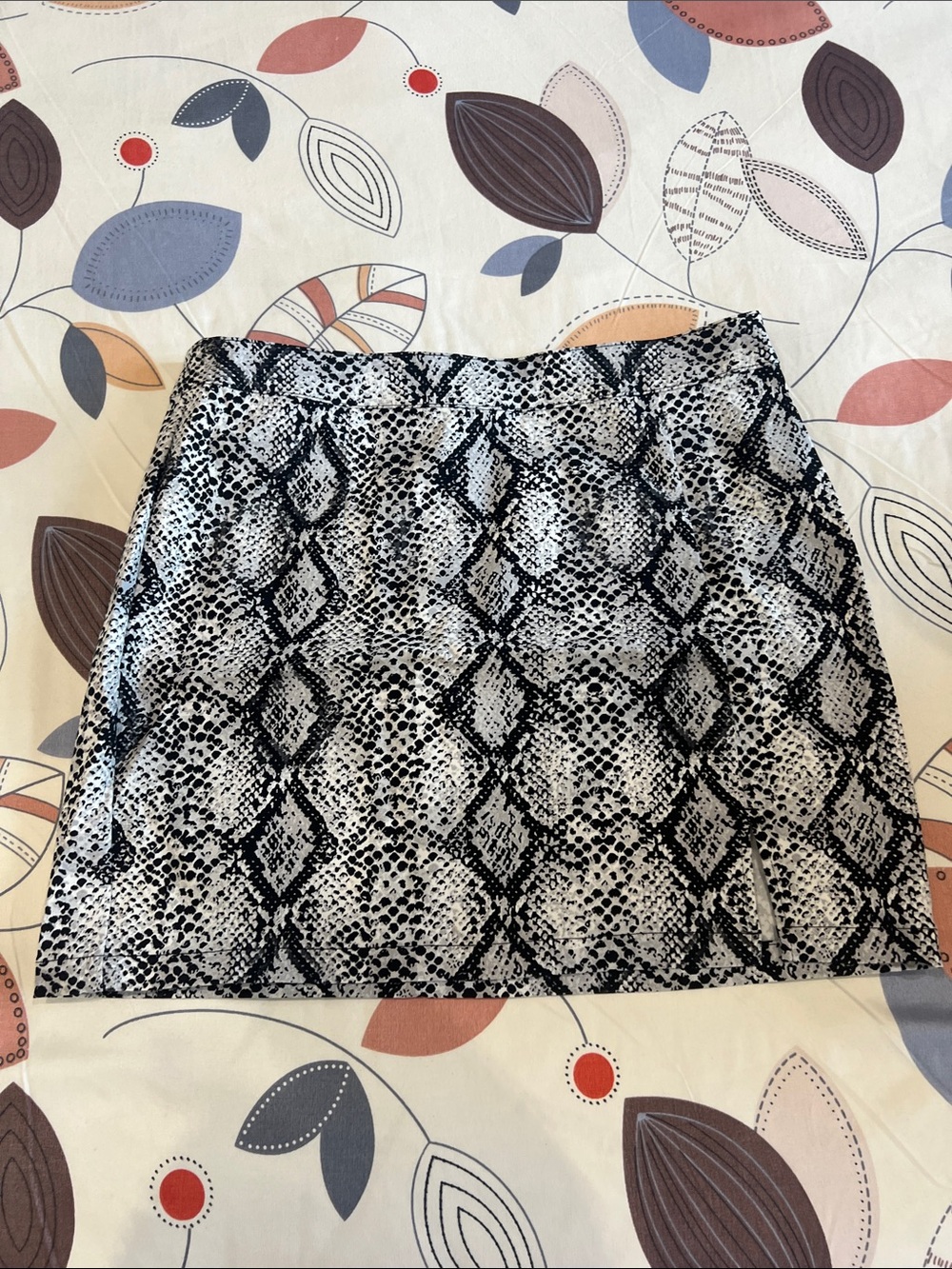 Garage Black & White Snake-Print Mini Skirt